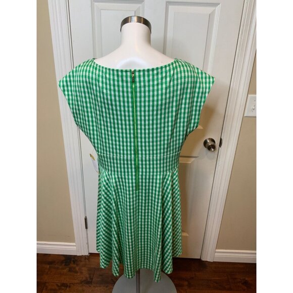 Kate Spade Green & White Gingham Plaid Sleeveless Dress, Size  XL - Picture 4 of 5